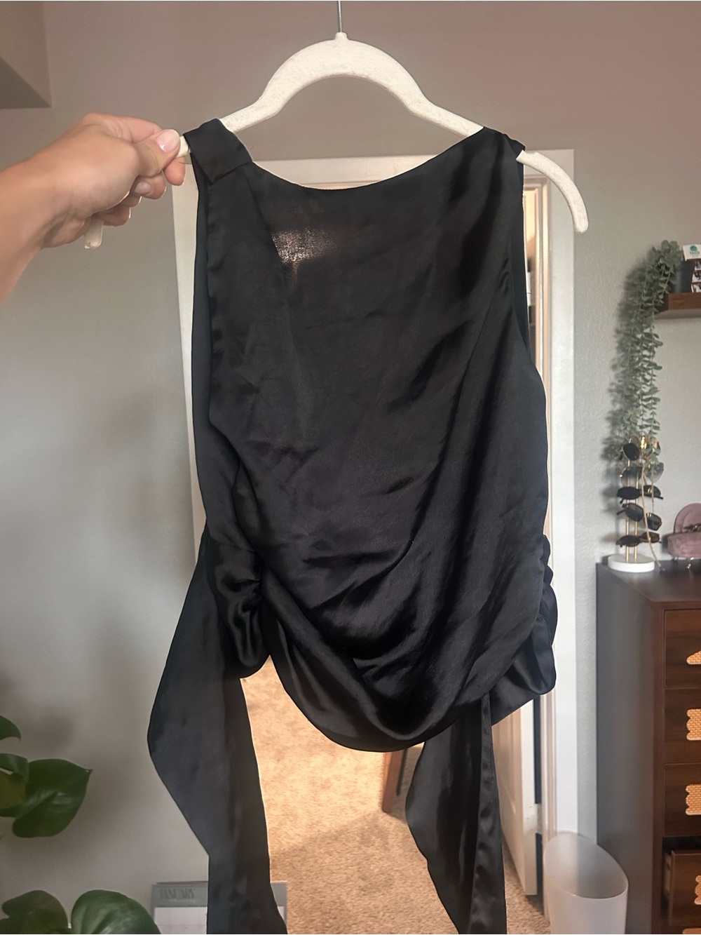 Zara Black Satin Collar Blouse